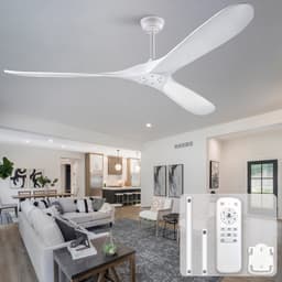 70 inch Plafondventilator Wit - Met afstandsbediening - 6 snelheden omkeerbaar - Snelheidsgeheugen - 3 massief houten bladen - Modern ontwerp — thumbnail 1