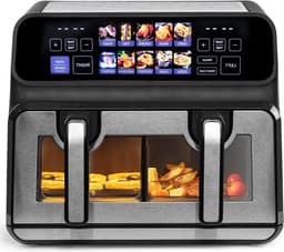 Dubbele Heteluchtfriteuse - Airfryer XXL - Gezond Koken - Twee Manden - 10 Liter - Zwart — thumbnail 1