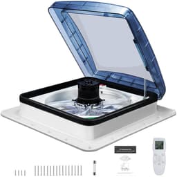 Velori RV Dakventilator 12V - Camper Dakventilator - Caravan Dakluik Ventilator - Plafondventilator met Afstandsbediening - Regensensor - 10 Snelheden - 40 x 40 cm — thumbnail 1