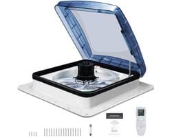 Velori RV Dakventilator 12V - Camper Dakventilator - Caravan Dakluik Ventilator - Plafondventilator met Afstandsbediening - Regensensor - 10 Snelheden - 40 x 40 cm