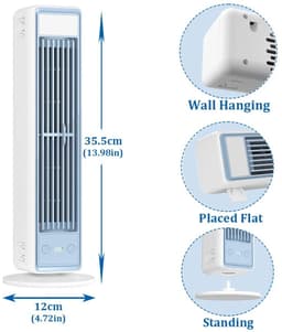 Archi USB Torenventilator – Draadloze Bureauventilator – Luchtkoeler - 3600mAh – 3 Snelheden – Met Afstandsbediening – Wit — thumbnail 3