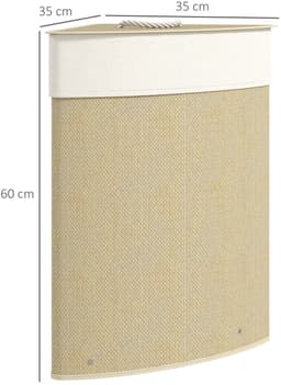 COVREO Wasmand 35x35x60 cm naturel, bamboe met 55 liter inhoud en deksel — thumbnail 5