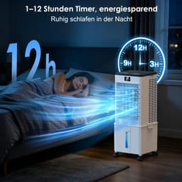 Mobiele Aircooler - 4-in-1 Luchtkoeler - Verdampingskoeler met 10L Watertank - 12 Uur Timer - 4 Modi en 3 Snelheden - Met Wielen en Afstandsbediening - Draagbare Airconditioning voor Woonkamer, Slaapkamer en Kantoor — thumbnail 5