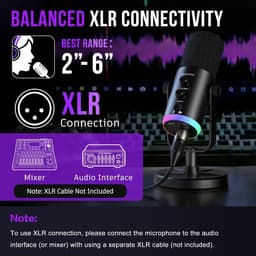 USB-C-microfoon voor podcasts, streaming en gaming op de pc, met RGB-verlichting, mute-knop, bureaustandaard en hoofdtelefoonaansluiting; zangmicrofoon voor zang, TikTok en YouTube. — thumbnail 4
