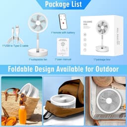 Vloerventilator - Zomerse verkoeling - Uitschuifbaar en opvouwbaar - Verkoeling voor de woonkamer - Verstelbare ventilator - Ventilator met afstandsbediening - Draagbare, stille ventilator - Zwenkende ventilatorkop - Zwart — thumbnail 3