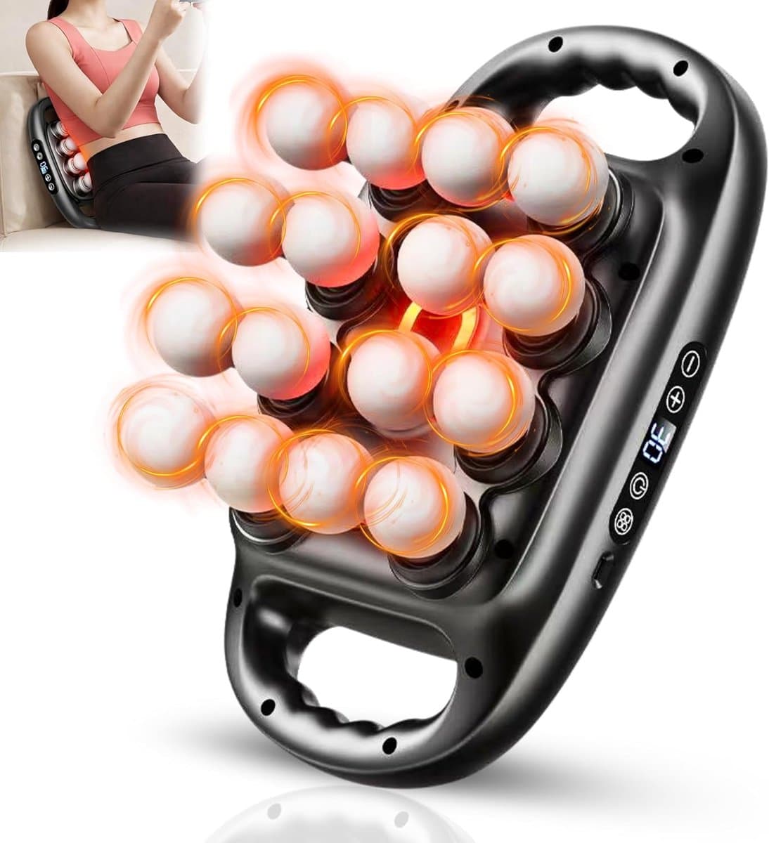SnelShoppen - Massagepistool 16-koppig, Diep Weefsel, Elektrisch Spiermassageapparaat, 3 Modi, 30 Intensiteitsniveaus, Stil Percussie voor Rug, Nek, S — afbeelding 1