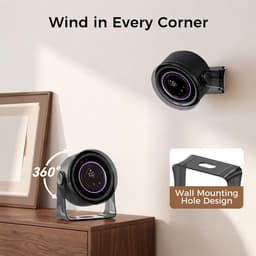 Bureaufan USB oplaadbaar stil met 100 snelheden, draagbare tafelventilator met LED display en 360° rotatie zwart — thumbnail 3