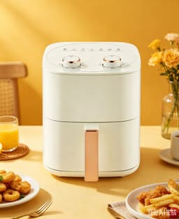 Witte airfryer van 6 liter met 7 menu-opties instelbare timer en temperatuurregeling en een frituurmand van roestvrij staal met antiaanbaklaag — thumbnail 4