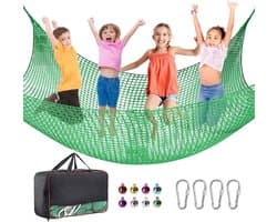 valbeschermingsnet, klimnet voor kinderen en buiten, 4 mm dik touw, gaten van 4 cm, voor valbescherming buiten, speelplaats, buiten en binnen (groen, 3 x 3)