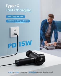 Massage Gun - Spierherstel Apparaat - Spierontspanning Na Sport - Verwarmen En Koelen - 0.7kg Lichtgewicht - Zwart — thumbnail 3