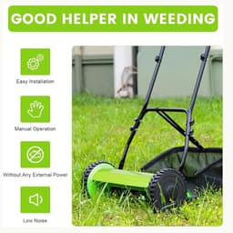 Handmatige Grasmaaier - Duwgrasmaaier Grasveger - Gazon Onderhoud - Met Opvangzak - 12 Inch - Zwart — thumbnail 5