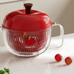 Fruitwasmachine - Groente Wasser - Salade Bereiden - Wiebelvrije Droogfunctie - 23 x 18 cm - Rood — thumbnail 2