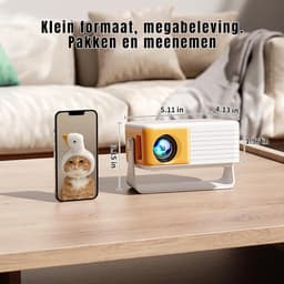KAD® Draagbare Beamer - Draagbare Mini Beamer - Mini Projector - Wit - 14cm x 11cm x 6cm — thumbnail 4