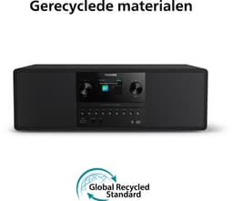 PHILIPS TAM6500 Watt micromuzieksysteem, Bluetooth 6.0, Auracast, DAB+/FM-radio, CD/USB/audio-ingang, Bassreflex-luidsprekers, kleurenscherm, afstandsbediening, gerecycled plastic – Zwart — thumbnail 2