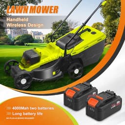 Elektrische Grasmaaier - Accu Grasmaaier - Gazon Onderhoud - Borstelloze Motor - 33cm Snijdbreedte - Zwart — thumbnail 4
