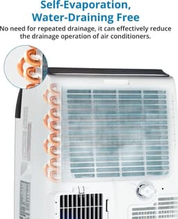 Draagbare airconditioner van 10.000 BTU – 3-in-1: koeling en luchtontvochtiging – digitaal display, afstandsbediening – stille werking – draagbare airconditioner voor de slaapkamer, het kantoor en kleine ruimtes — thumbnail 3