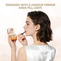 Clip-on Oordopjes Open Oor Koptelefoon, Draadloze Bluetooth Oordopjes 6.0 met Make-up Spiegel LED Licht, 50 uur Speeltijd, Over Ear Oordopjes Comfortabel voor Vrouwen Cadeaus, Sport, Workouts en Brildragers Oranje — thumbnail 4