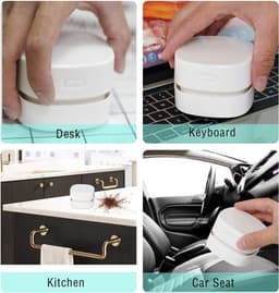 Mini Draadloze Tafelstofzuiger, Draagbare Bureau Stofzuiger USB-oplaadbaar voor Toetsenbord, Laptop, Kantoor, Auto en Huisdierenhaar(Blauw) — thumbnail 4