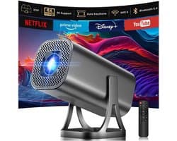 Mini Beamer - Full HD 1080P & 4K Ondersteuning - Android 12 - WiFi 6 - Bluetooth 5.4 - Draagbare Projector