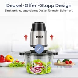 Elektrische hakmolen - Keukenmachine hakker - Ingrediënten fijnmalen - 2 dubbele messen - 2x 1.8L kommen - Zwart — thumbnail 5