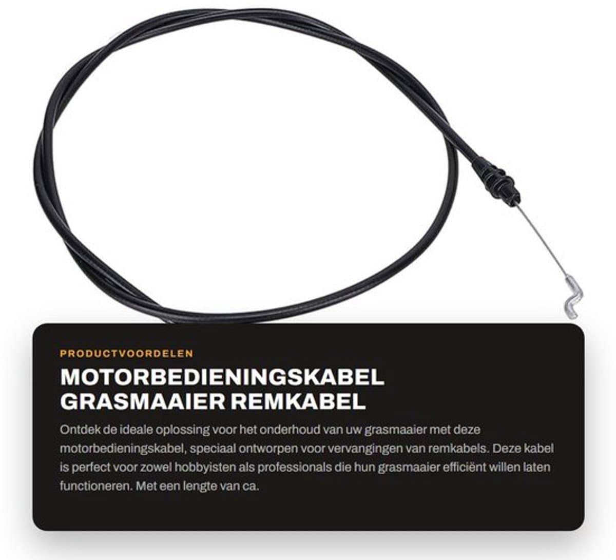Motorbedieningskabel Vervanging voor Toro Grasmaaier - Remkabel - PVC/Nylon/Staaldraad - Lengte 147 cm - Uittrekbare lengte 80 mm - Artikelnummer 104-8676 — afbeelding 1