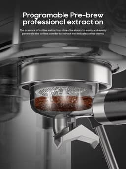 Mura Koffiemachines - Koffiezetapparaat - Melkopschuimer - Espressomachine - Instelbare Temperatuur - Kopjesverwarmer - Zilver — thumbnail 2