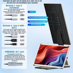 KAD® Portable Monitor - Full HD Portable Display voor MacBook & Windows - Draagbare Monitor voor Thuiswerk & Reizen - Zwart - 4cm x 20cm x 13cm — thumbnail 4