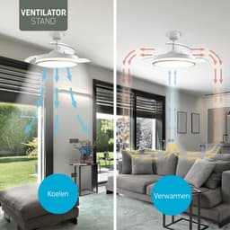Varin® Smart Plafondventilator met LED verlichting RGBW - Wit/Goud - Tuya Wifi - Ø 50cm/108cm - Super stil - Smart lamp - Plafondlamp slaapkamer - Plafonniere woonkamer - Plafondlampen - Plafond lamp - Verlichting kinderkamer - Plafond ventilator — thumbnail 3