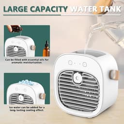 Mobiele Airconditioner, Draagbare Luchtkoeler met watertank, Verdampingskoelventilator, Airconditioner Zonder Afvoerslang, Persoonlijke Koelventilator voor Kamers & op de Camping — thumbnail 4