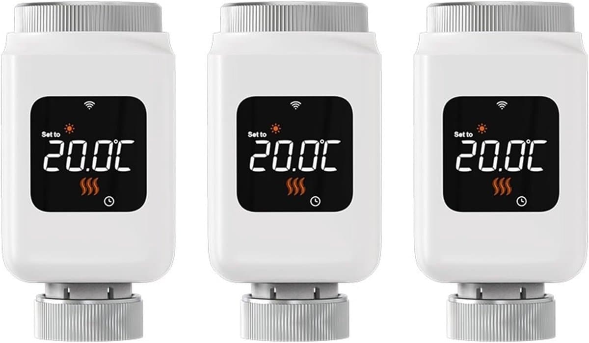 Slimme Thermostaat - Radiatorkraan TRV - Energie Besparen - App Afstandsbediening - 3 Stuks - Wit — afbeelding 1