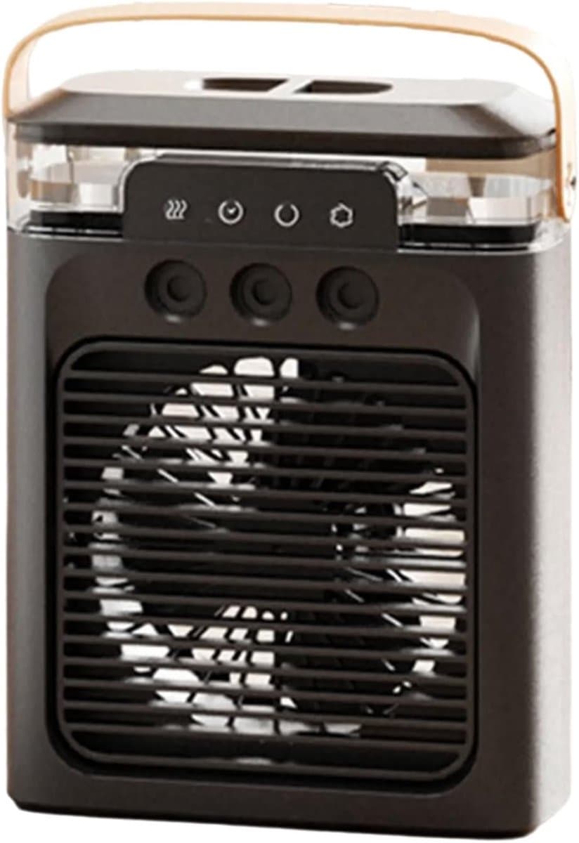 Persoonlijke Aircooler | Portable Air Conditioner, 3‑in‑1 Verdampingskoeler, bevochtiger en luchtreiniger, bureau‑ventilator met 7‑kleuren LED‑nachtlamp, USB‑voeding voor kantoor, thuis en reizen （Zwart） — afbeelding 1