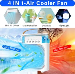 Persoonlijke Aircooler | Stille draagbare mist‑ventilator, USB‑gevoed, 3‑snelheden, 1‑2‑3 uur timer, 360° verstelbaar, bureau‑koeler voor kantoor, thuis, kamer en auto (Wit) — thumbnail 3