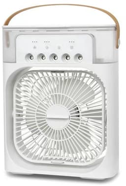 Persoonlijke Aircooler, Mini verdampings‑bureaukoeler met 5 sproeiers, 3‑snelheden & 3 timers, 7‑kleuren LED, 600ML voor kamperen slaapkamer kantoor (Wit) — thumbnail 1