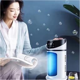 Mini Airco - Ventilator Koeler - Persoonlijke Verkoeling - Stille Werking - 300 ml Tank - Wit — thumbnail 4