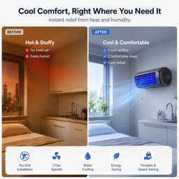 Bobypet - Premium Aircooler Muurmontage - Zonder Boren Ventilator - Energiezuinige Koeler met Drie Snelheden - Draagbare Mobiele Airco Cooler voor Slaapkamer, Keuken en Badkamer - Compacte Wandventilator met Geavanceerde Waterkoeling - grijs — thumbnail 4
