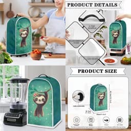 Apparatuurhoezen Set - Keukenmachine Covers - Keuken Organisatie - Spatwaterdicht Materiaal - Set van 2 - Groen Luiaard Print — thumbnail 2