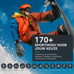 Evy24 Smartwatch EV1 GPS 42mm - GPS Smartwatch Dames & Heren - AMOLED Sporthorloge - Bluetooth Bellen - 5ATM Waterdicht - GPS Horloge - Hartslagmeter - 170+ Sportmodi - iPhone & Android - Goldmetal — thumbnail 4