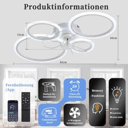 Plafondventilator met LED Verlichting – Ø85 cm – 6 Snelheden – Stille DC Motor – Afstandsbediening – Dimbaar – Zomer- & Winterstand – Houtlook — thumbnail 2