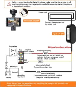 SnelShoppen - Mini USB Port Dash Cam Hardwire Kit - 24 Uur Parkeerbewaking - Tijdverloopopname - 12V-24V naar 5V/2.5A - Auto Laadkabel 320cm - Laagspa — thumbnail 2