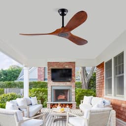 Plafondventilator 52 inch met 3 houten bladen - Geheugenfunctie - Afstandsbediening - Voor terras, woonkamer en slaapkamer - Walnootafwerking - Propellerontwerp — thumbnail 4