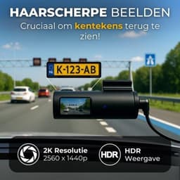 SnelShoppen - Dashcam Pro WiFi 2K - Auto Camera met Nachtzicht, Botsingsdetectie, Loopopname en 64GB SD Kaart — thumbnail 2