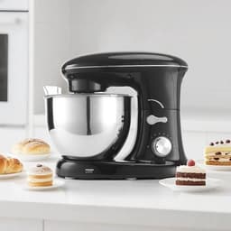 Keukenmixer – Mengmachine – Bakmixer – Deegkneder – Standmixer – 1400W Krachtige Motor – 4,5 Liter RVS Mengkom – Zwart — thumbnail 5