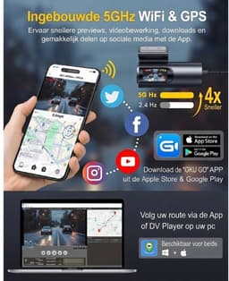 JCP® Draadloze Dashcam - Draadloos CarPlay-Scherm - Dashcam met CarPlay - Zwart - 3cm x 5cm x 10cm — thumbnail 2