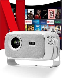 SnelShoppen - Mini-Beamer met Wifi en Bluetooth, 270° Rotatie, Geweven Stoffen Bekleding, Native 1080p Projector voor Thuis, Camping, Feest en Kindere — thumbnail 1