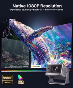 SnelShoppen - Mini Beamer 4K Native 1080P | Draaibaar 320° | Android 13 Projector met WiFi & Bluetooth | 600 ANSI | Gaming & Home Cinema | Perfect voo — thumbnail 3