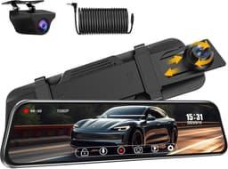 SnelShoppen - Dual 1080P Mirror Dashcam met Achteruitrijcamera 10-Inch IPS Touchscreen, 170° + 140° Hoek, Nachtzicht en Waterdicht - Auto Camera Voor — thumbnail 1