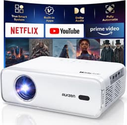 SnelShoppen - Videoprojector 4K Mini Beamer, Full HD 1080p, Draagbaar, Auto Focus/Keystone, WiFi, Bluetooth, HDR10, Officieel Netflix, Perfect voor Fe — thumbnail 1