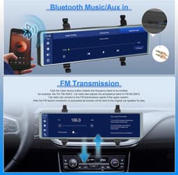 Dashcam voor auto - Zilver - 11,26 inch - IPS Touchscreen Spiegel Dashcam met Voor- en Achtercamera - Met CarPlay en Android Auto — thumbnail 3
