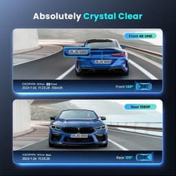 Dashcam voor auto - Zwart - 4K + 1080P Dual Camera - Met GPS, Nachtzicht en 128GB Geheugenkaart - Voor Personenauto's — thumbnail 2