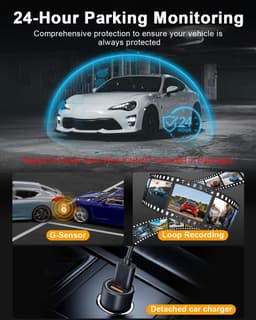 Dashcam voor auto - Zwart - 3 inch IPS Scherm - 4K Voor- en 1080P Achtercamera met Wifi en Nachtzicht - Voor Veilig Rijden en Parkeren — thumbnail 5